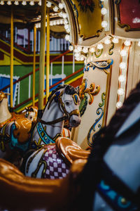 Close-up of carousel in amusement park