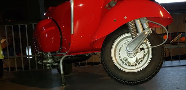 Close-up of red vintage car