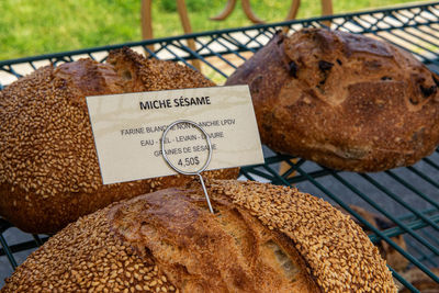 Close-up of bread for sale in market