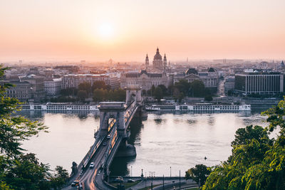 Bridge over river in city