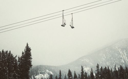 Low angle view of cables against clear sky