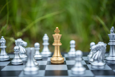 Close-up of chess pieces