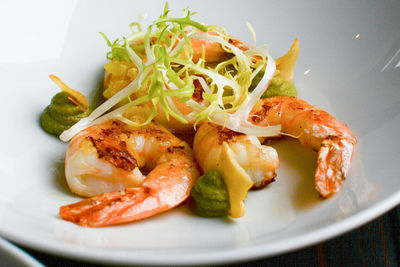 Close-up of seafood in plate