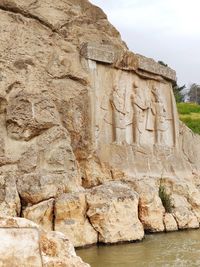 View of sculpture of rock