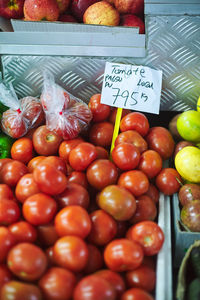 High angle view of fruits for sale at market stall