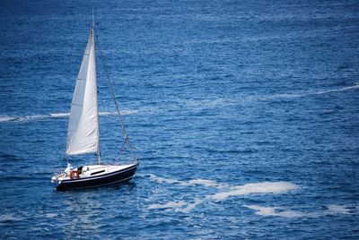 Boat sailing in sea