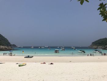 Scenic view of beach against clear sky