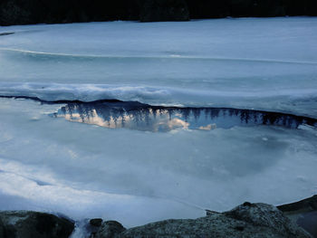 Scenic view of frozen lake against sky