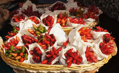 Close-up of strawberries in basket