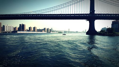 Suspension bridge over river