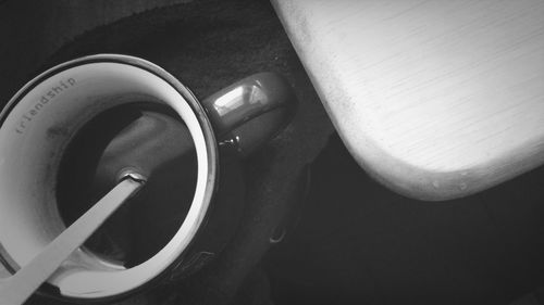 Close-up high angle view of camera