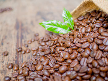 High angle view of coffee on table