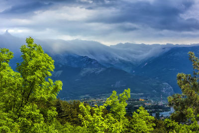 Scenic view of mountains against sky