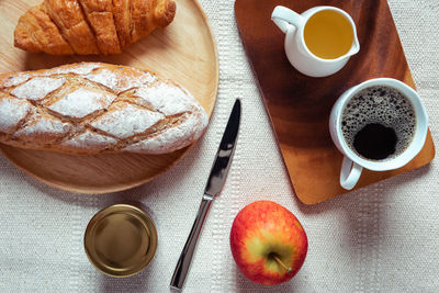 High angle view of breakfast