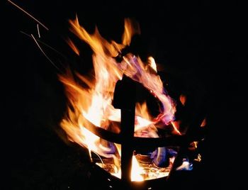 Close-up of bonfire at night