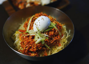 Close-up of food in bowl on table