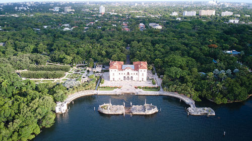 High angle view of historic building