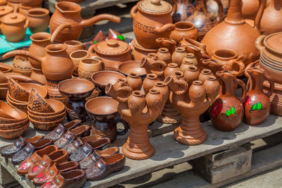 High angle view of various for sale at market