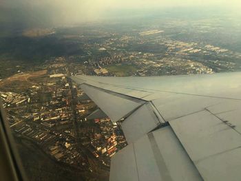 Aerial view of cityscape seen from airplane