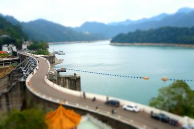 High angle view of bridge over river