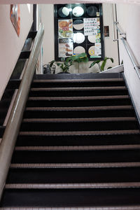 High angle view of staircase at home