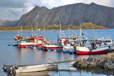 Harbor in a fishing village gjesvaer on mageroya island, nordland in norway