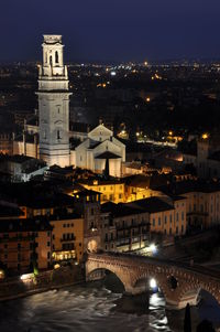 Old verona in the night, italy