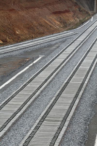 High angle view of railroad tracks