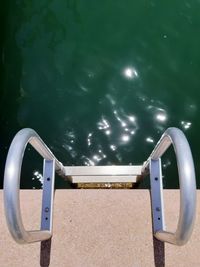 High angle view of swimming pool against sea