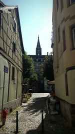 View of buildings against clear sky