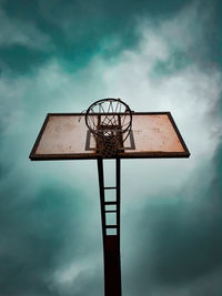 Low angle view of basketball hoop against sky