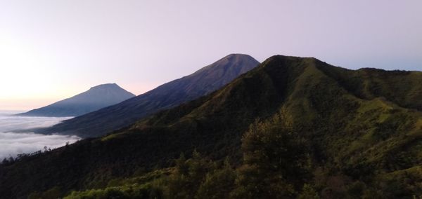 Scenic view of mountains against clear sky