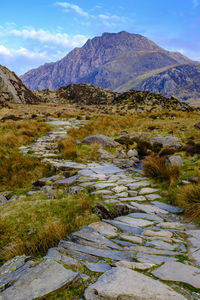 Scenic view of mountains against sky