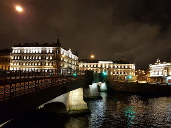 Illuminated city against sky at night