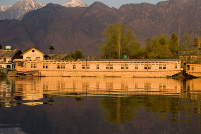 Reflection of buildings in lake