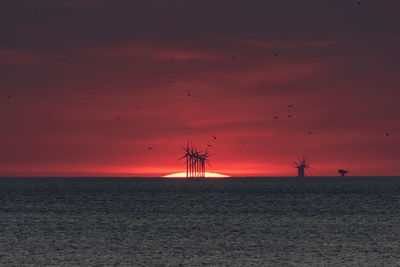 As the sun goes down over the irish sea.