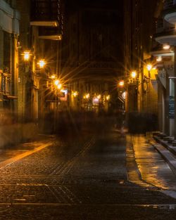 Illuminated street light at night