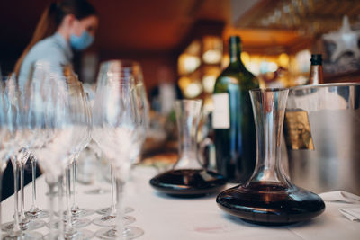 Close-up of wine glass on table