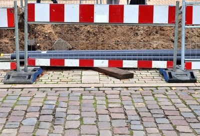 High angle view of railroad tracks on street