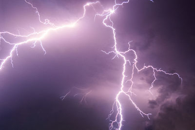 Lightning in sky at night