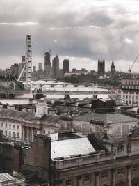 View over london with thames london eye big ben and houses of parliament 