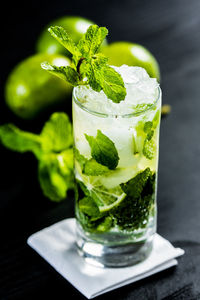 Close-up of mojito on table