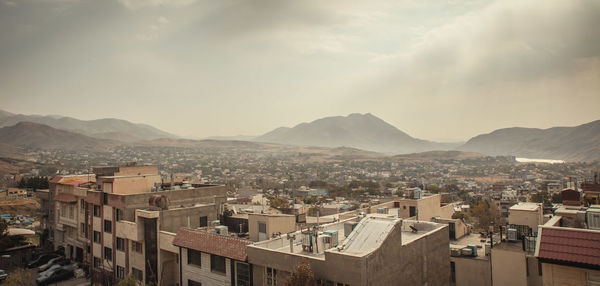 High angle view of cityscape against sky