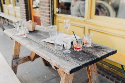 View of wine glass on table at restaurant