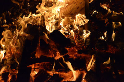 High angle view of bonfire