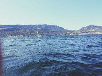 Scenic view of sea against clear sky