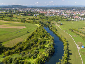 High angle view of trees on landscape