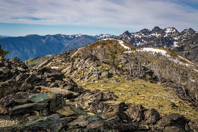 Scenic view of mountains against sky