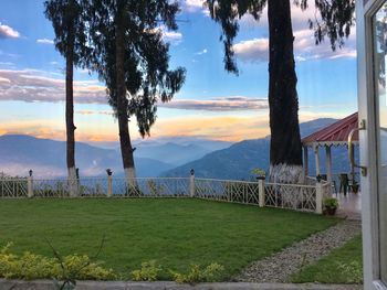 Scenic view of landscape against sky during sunset