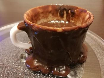 Close-up of coffee cup on table
